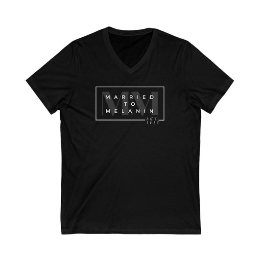 "Married to Melanin" V-Neck Tee - Black
